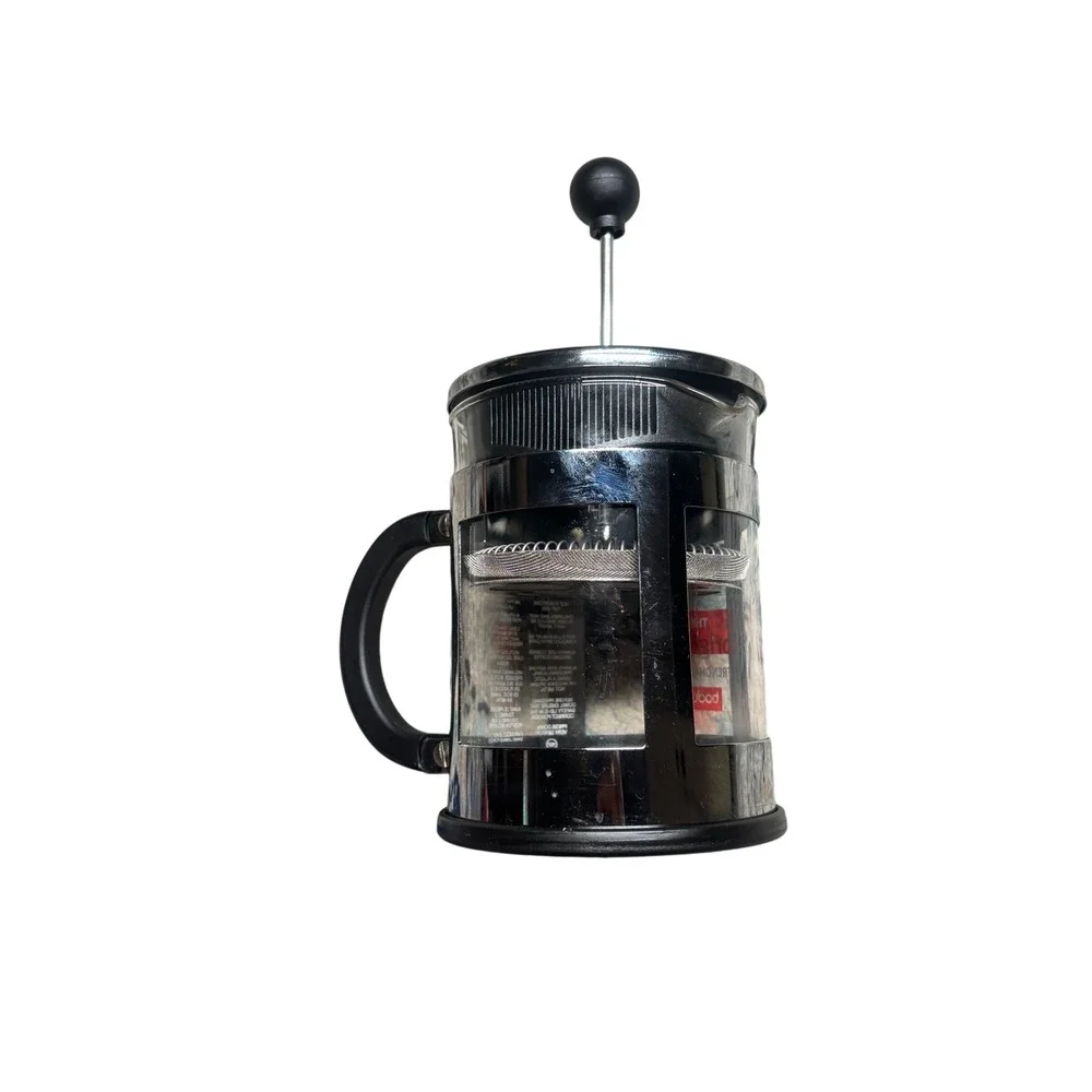 Bodum French Press Coffee Maker Chrome Glass Manual Brewer with Scoop Silver